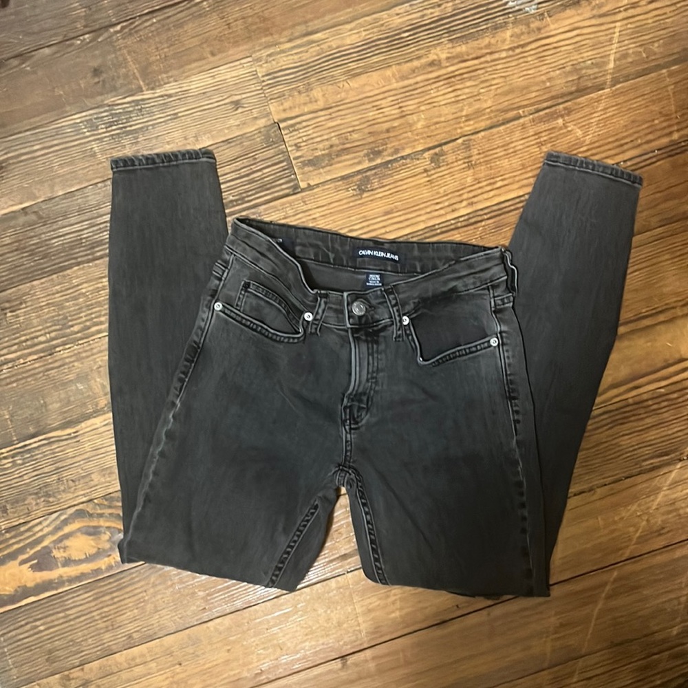 Calvin Klein Jeans CKJ 011 Distressed Soft Black Skinny Jeans Size 26